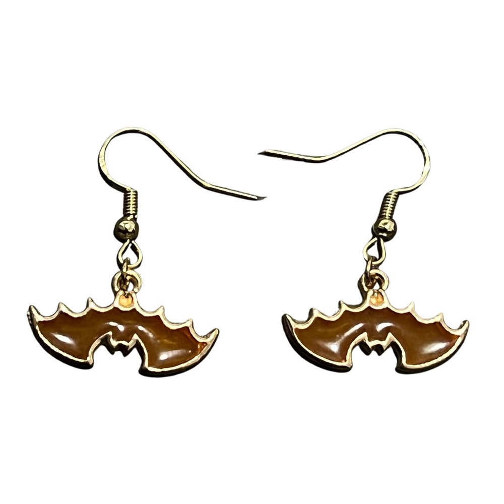 🔴Handmade Orange Bat Earrings